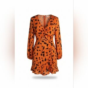 NWT Fashion Nova Orange and Black Long Sleeve Dress